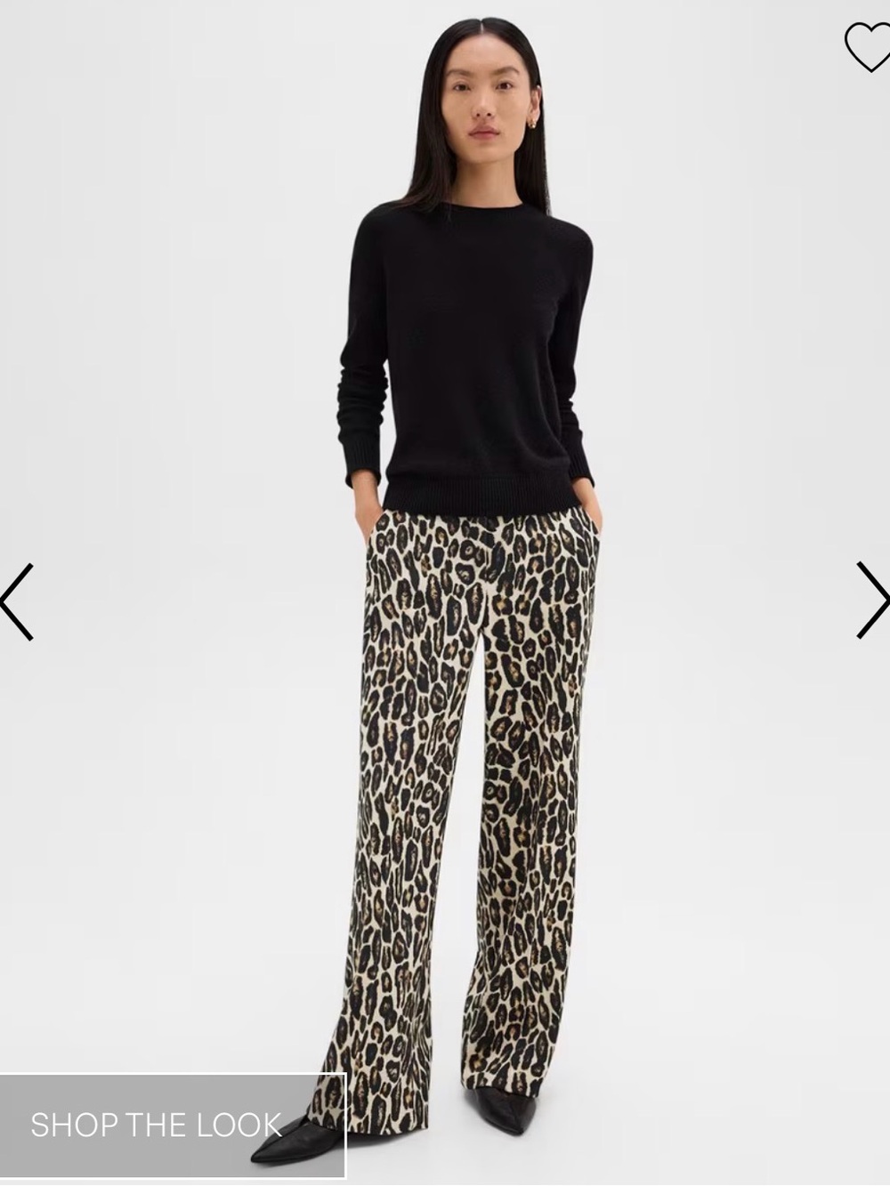 Theory Leopard Print Straight-Leg Relaxed Fit Pants - Black & Cream Slouchy Fit